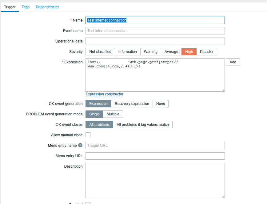 test url zabbix